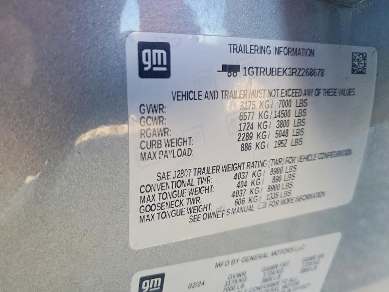 Продажа на аукционе авто 2024 Gmc Sierra, vin: 1GTRUBEK3RZ268678, номер лота: 61352666
