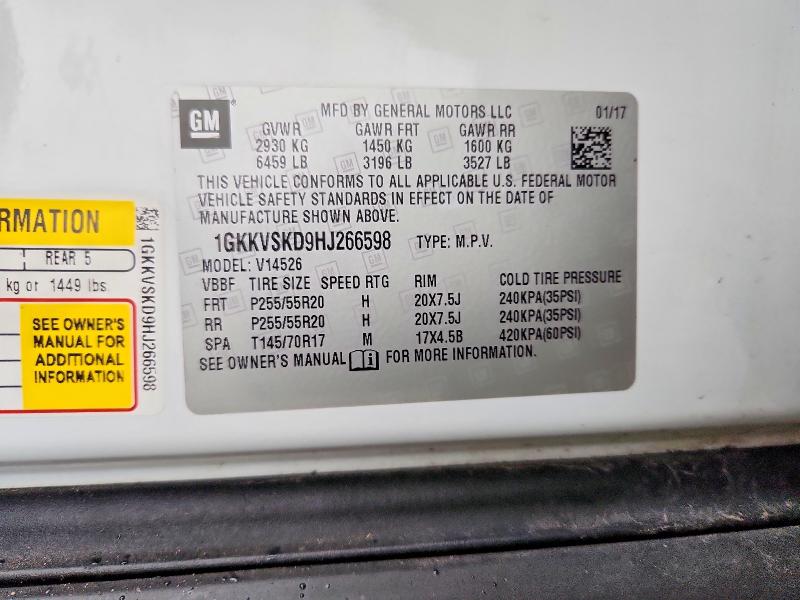 Aukcja sprzedaży 2017 Gmc Acadia Limited, vin: 1GKKVSKD9HJ266598, numer aukcji: 61689566
