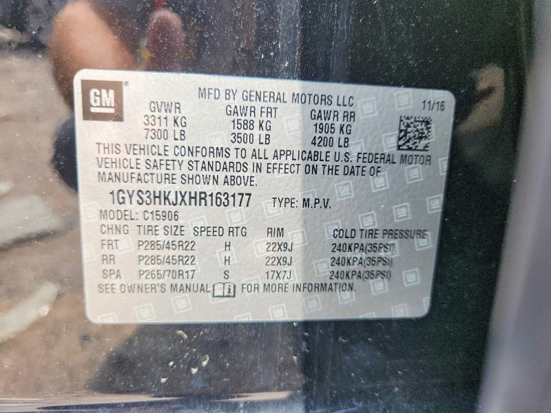 Продаж на аукціоні авто 2017 Cadillac Escalade, vin: 1GYS3HKJXHR163177, номер лоту: 62143866