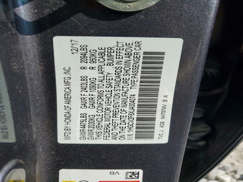 2018 Honda Accord 4d მანქანა იყიდება აუქციონზე, vin: 1HGCV2F6XJA004074, აუქციონის ნომერი: 61390276