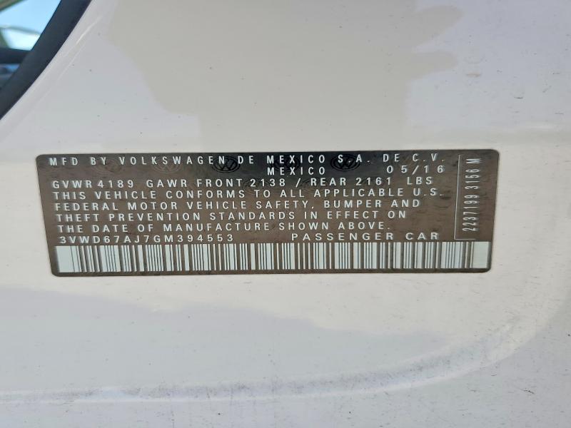 Aukcja sprzedaży 2016 Volkswagen Jetta, vin: 3VWD67AJ7GM394553, numer aukcji: 61753066