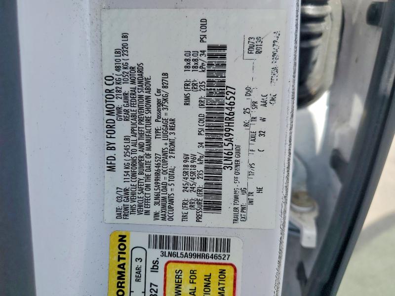Продаж на аукціоні авто 2017 Lincoln Mkz, vin: 3LN6L5A99HR646527, номер лоту: 60202476