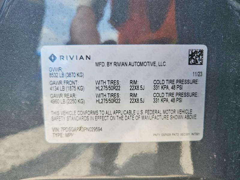 58977426 :رقم المزاد ، 7PDSGABA3PN029594 vin ، 2023 Rivian R1s مزاد بيع