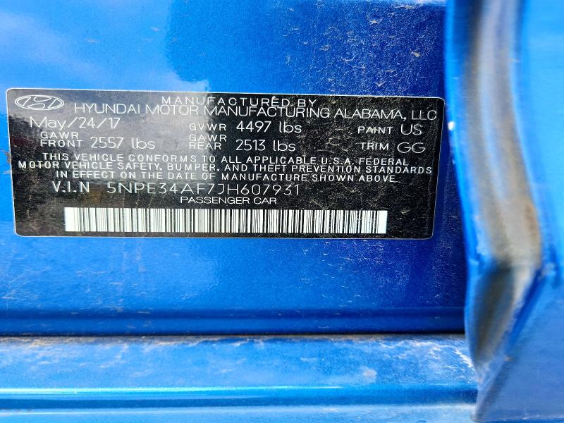 2018 Hyundai Sonata მანქანა იყიდება აუქციონზე, vin: 5NPE34AF7JH607931, აუქციონის ნომერი: 61780286