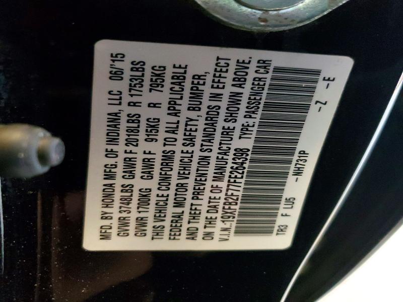 Aukcja sprzedaży 2015 Honda Civic, vin: 19XFB2F77FE264398, numer aukcji: 62287836