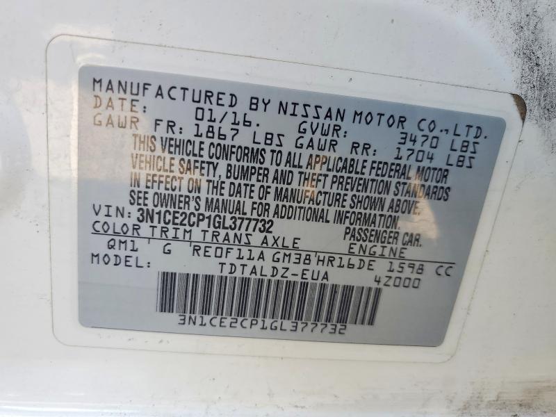 Продаж на аукціоні авто 2016 Nissan Versa Note, vin: 3N1CE2CP1GL377732, номер лоту: 60474796