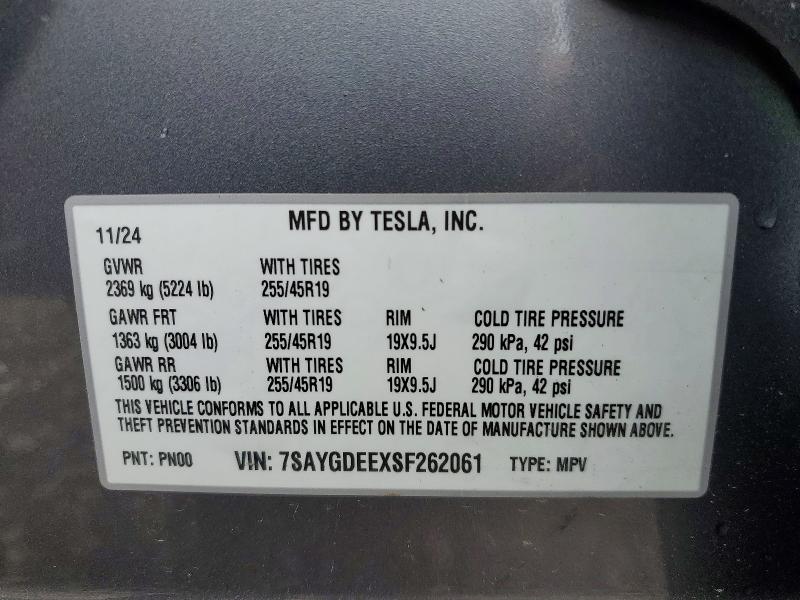 Продажа на аукционе авто 2025 Tesla Model Y, vin: 7SAYGDEEXSF262061, номер лота: 59336256