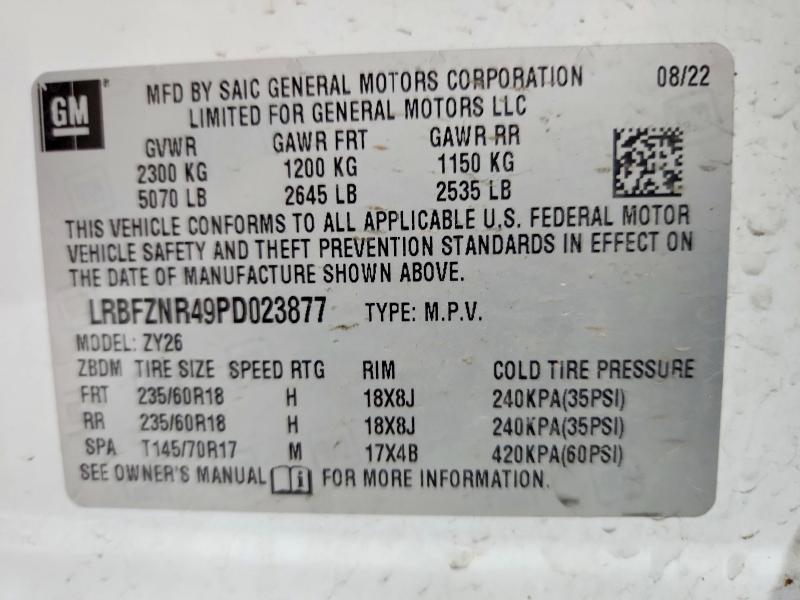 59388946 :رقم المزاد ، LRBFZNR49PD023877 vin ، 2023 Buick Envision مزاد بيع