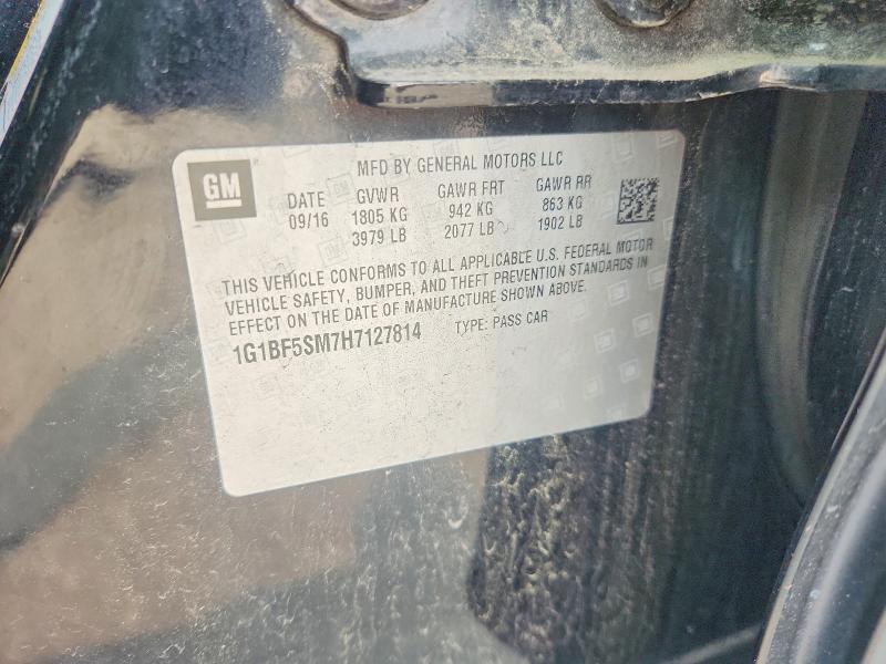 2017 Chevrolet Cruze მანქანა იყიდება აუქციონზე, vin: 1G1BF5SM7H7127814, აუქციონის ნომერი: 61034106