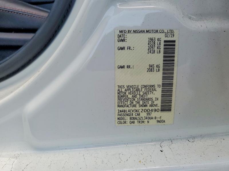 Aukcja sprzedaży 2019 Nissan Altima, vin: 1N4BL4CV3KC200490, numer aukcji: 60446476