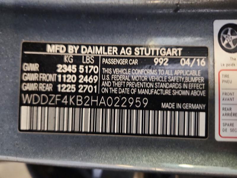 62457146 :رقم المزاد ، WDDZF4KB2HA022959 vin ، 2017 Mercedes-benz E مزاد بيع