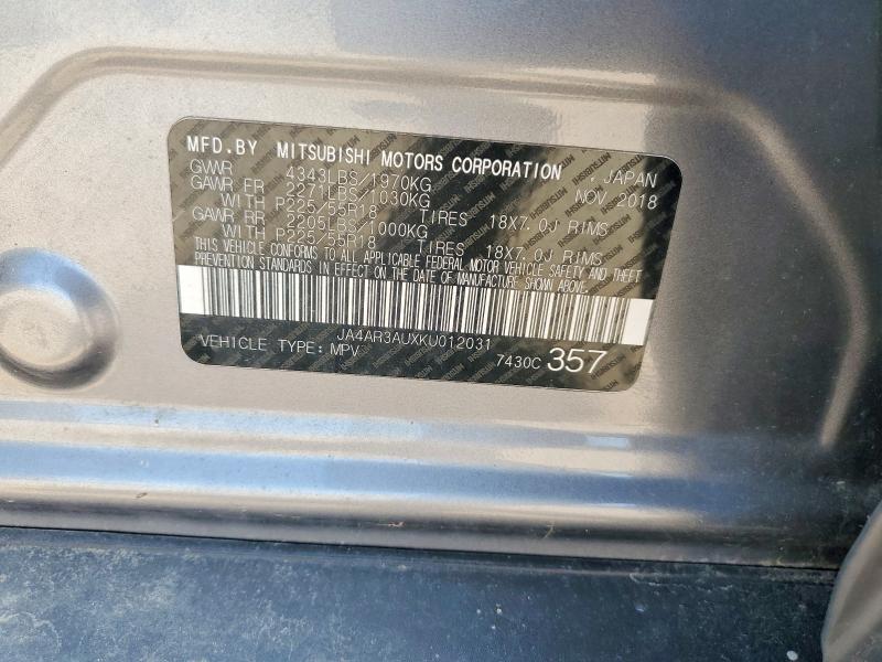 61916446 :رقم المزاد ، JA4AR3AUXKU012031 vin ، 2019 Mitsubishi Outlander Sport مزاد بيع