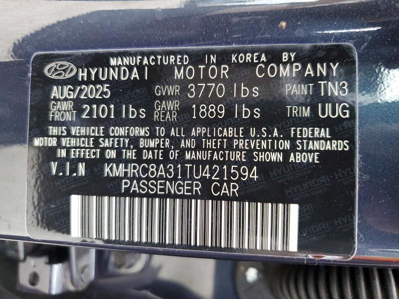 Продаж на аукціоні авто 2026 Hyundai Venue, vin: KMHRC8A31TU421594, номер лоту: 61579836