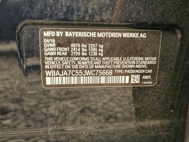 Aukcja sprzedaży 2018 Bmw 530, vin: WBAJA7C55JWC75668, numer aukcji: 60474386
