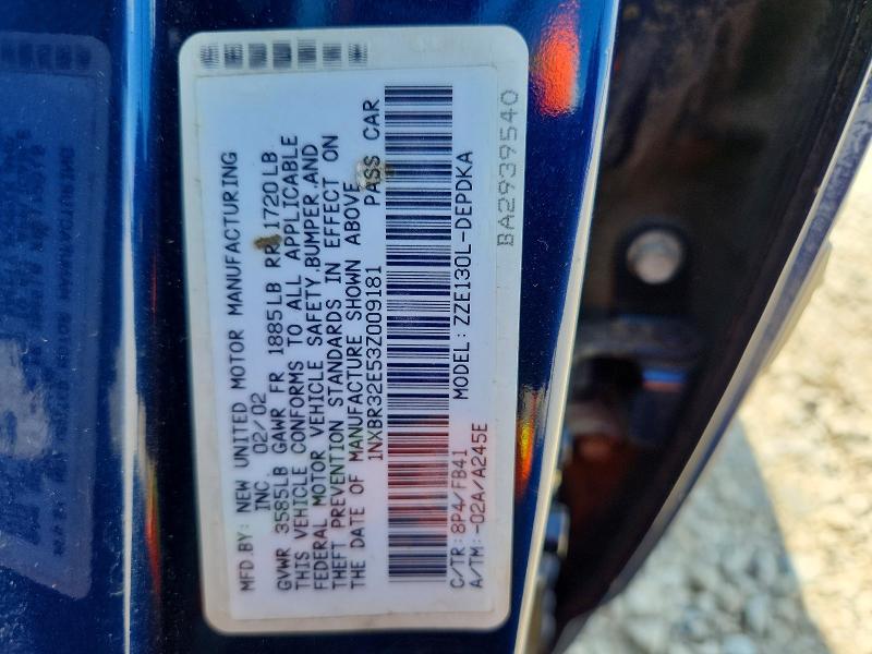 Aukcja sprzedaży 2003 Toyota Corolla, vin: 1NXBR32E53Z009181, numer aukcji: 62508606