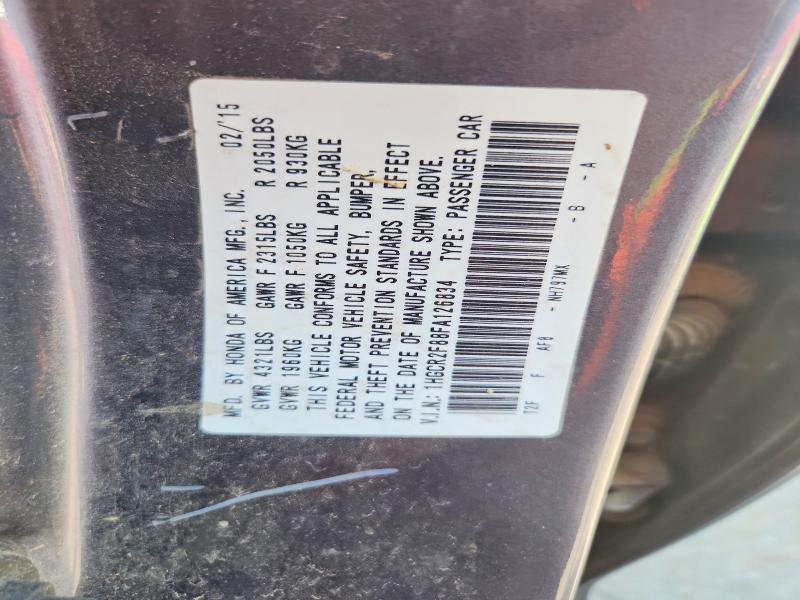 62347456 :رقم المزاد ، 1HGCR2F88FA126834 vin ، 2015 Honda Accord مزاد بيع