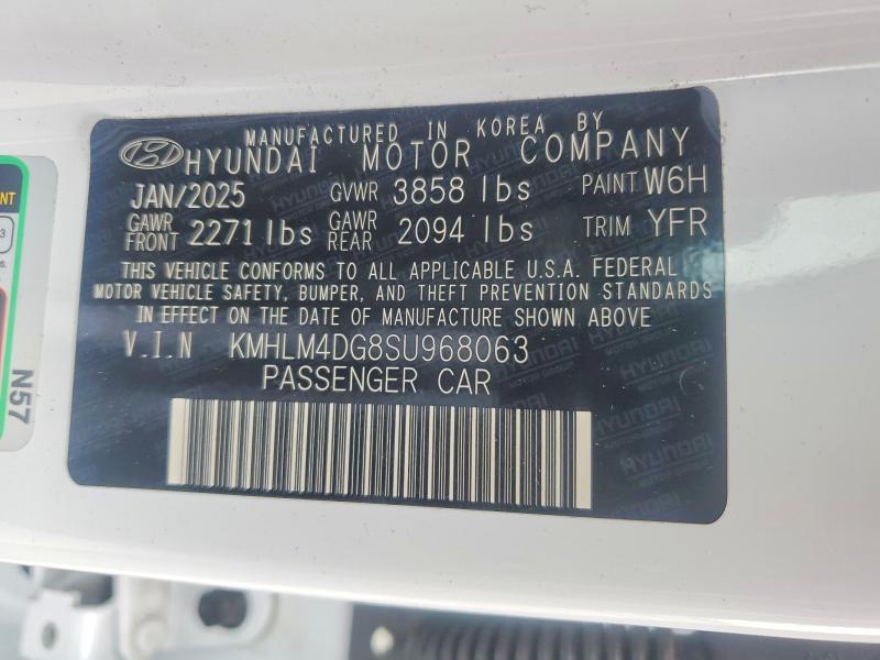 85995305 :رقم المزاد ، KMHLM4DG8SU968063 vin ، 2025 Hyundai Elantra مزاد بيع