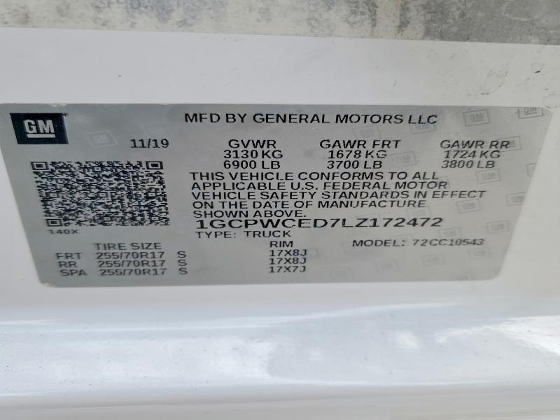 60515106 :رقم المزاد ، 1GCPWCED7LZ172472 vin ، 2020 Chevrolet Silverado مزاد بيع