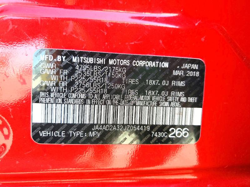 Продаж на аукціоні авто 2018 Mitsubishi Outlander, vin: JA4AD2A32JZ054419, номер лоту: 60202996