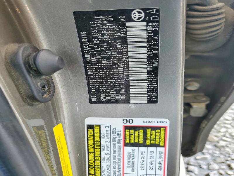 61156256 :رقم المزاد ، 5YFBURHE9KP874857 vin ، 2019 Toyota Corolla مزاد بيع