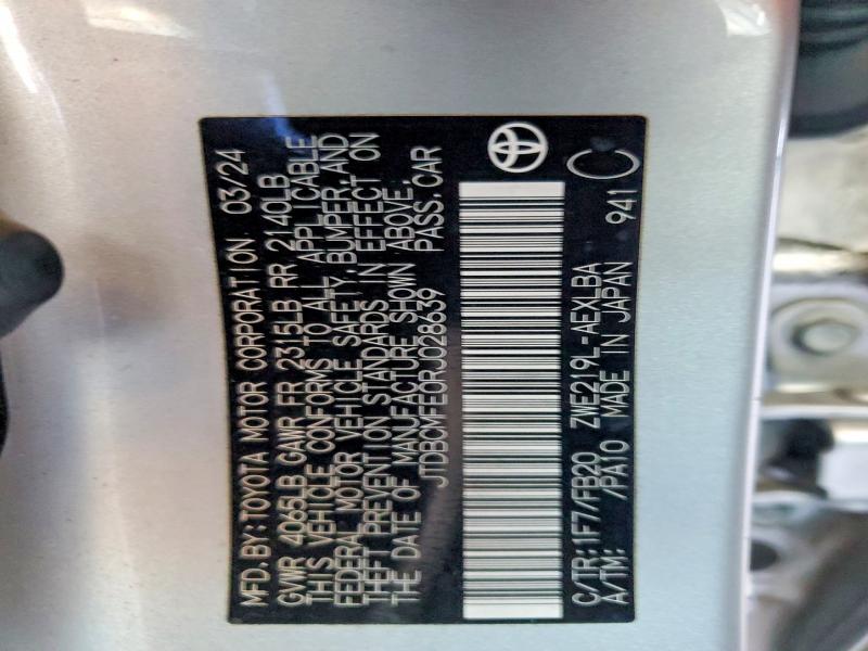 Продаж на аукціоні авто 2024 Toyota Corolla Hybrid, vin: JTDBCMFE0RJ028639, номер лоту: 62294946