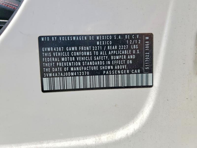 60840536 :رقم المزاد ، 3VW4A7AJ0DM412370 vin ، 2013 Volkswagen Jetta مزاد بيع