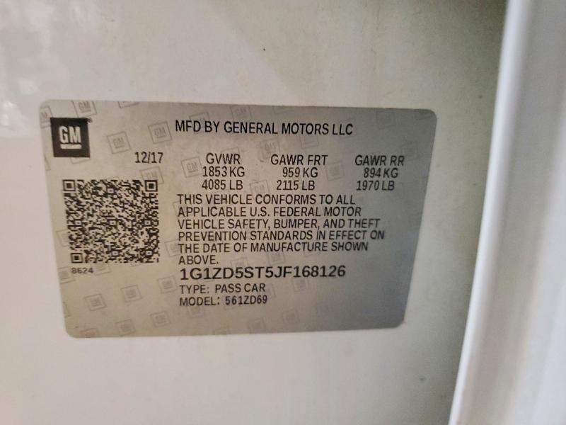 Продаж на аукціоні авто 2018 Chevrolet Malibu, vin: 1G1ZD5ST5JF168126, номер лоту: 62633036