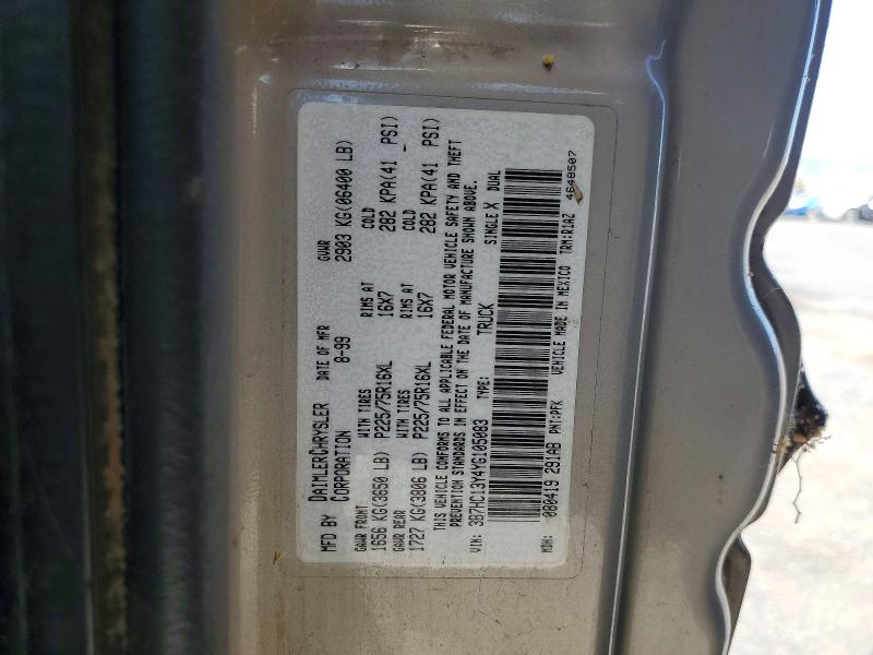 2000 Dodge Ram 1500 მანქანა იყიდება აუქციონზე, vin: 3B7HC13Y4YG105083, აუქციონის ნომერი: 61050806