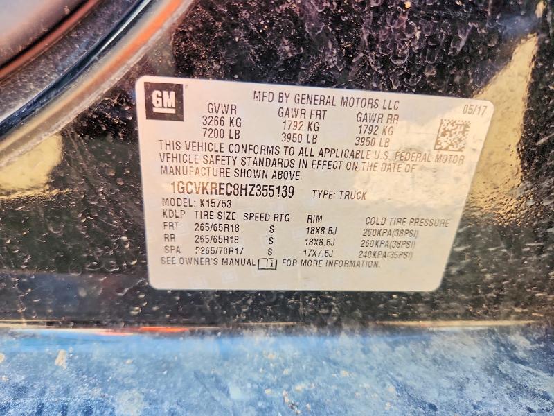 Aukcja sprzedaży 2017 Chevrolet Silverado, vin: 1GCVKREC8HZ355139, numer aukcji: 59728706