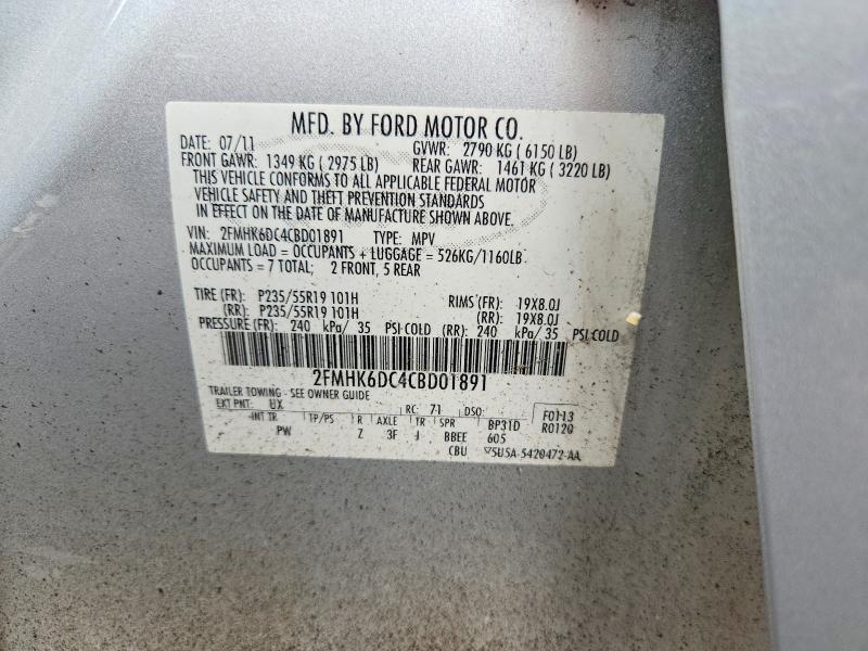 60614726 :رقم المزاد ، 2FMHK6DC4CBD01891 vin ، 2012 Ford Flex مزاد بيع