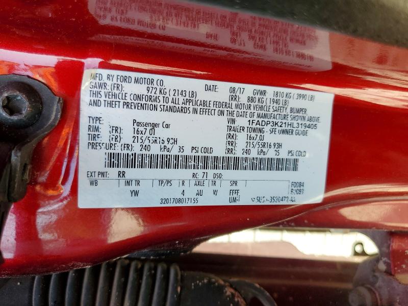 Aukcja sprzedaży 2017 Ford Focus, vin: 1FADP3K21HL319405, numer aukcji: 61299306