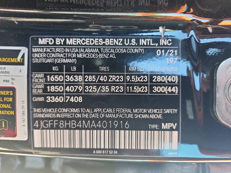 Продажа на аукционе авто 2021 Mercedes-benz Gls, vin: 4JGFF8HB4MA401916, номер лота: 60217706
