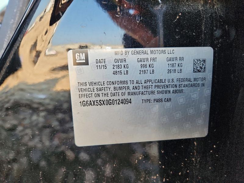 61857056 :رقم المزاد ، 1G6AX5SX0G0124094 vin ، 2016 Cadillac Cts مزاد بيع