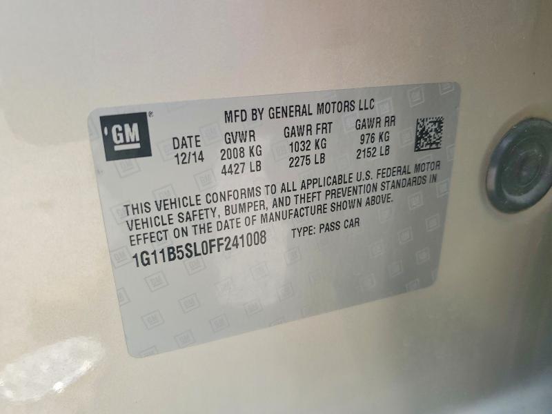 60226906 :رقم المزاد ، 1G11B5SL0FF241008 vin ، 2015 Chevrolet Malibu مزاد بيع