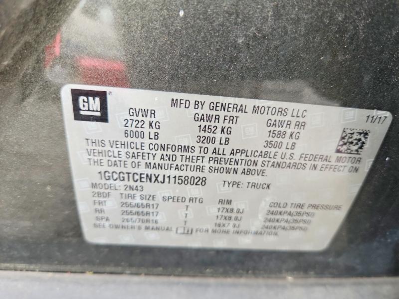 Продажа на аукционе авто 2018 Chevrolet Colorado, vin: 1GCGTCENXJ1158028, номер лота: 60363756