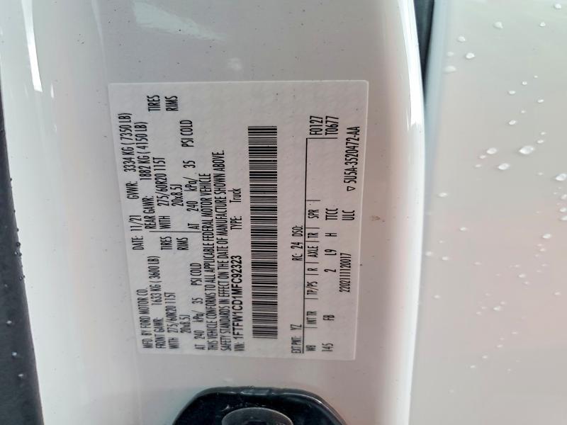 63288696 :رقم المزاد ، 1FTFW1CD1MFC92323 vin ، 2021 Ford F150 مزاد بيع