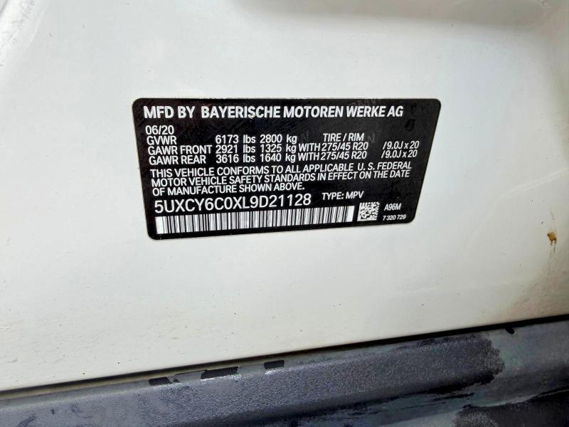 60160586 :رقم المزاد ، 5UXCY6C0XL9D21128 vin ، 2020 Bmw X6 مزاد بيع