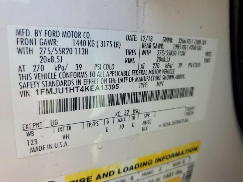 60169216 :رقم المزاد ، 1FMJU1HT4KEA13395 vin ، 2019 Ford Expedition مزاد بيع