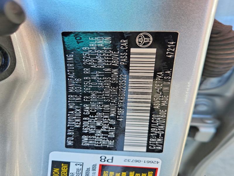 62470006 :رقم المزاد ، 4T1BF1FK8GU223522 vin ، 2016 Toyota Camry مزاد بيع