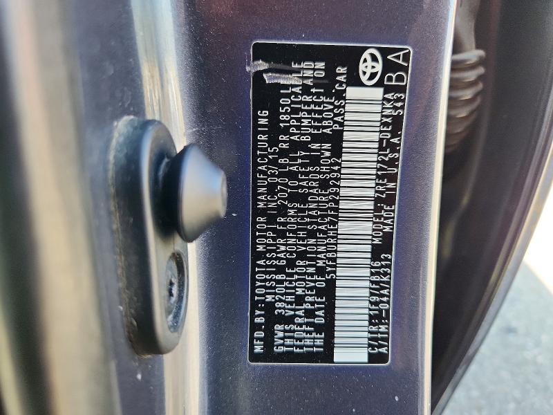 Aukcja sprzedaży 2015 Toyota Corolla, vin: 5YFBURHE7FP292942, numer aukcji: 61427756