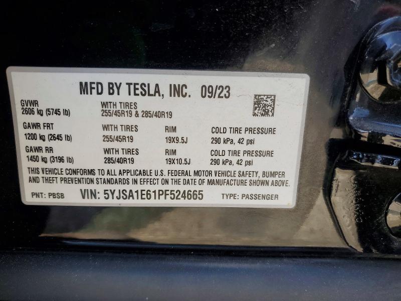 Aukcja sprzedaży 2023 Tesla Model S, vin: 5YJSA1E61PF524665, numer aukcji: 61345206