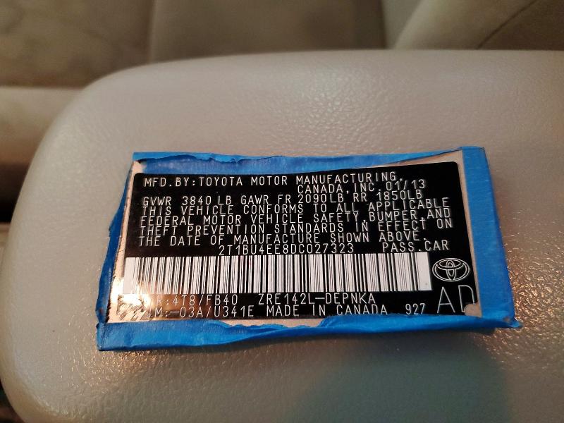 62499216 :رقم المزاد ، 2T1BU4EE8DC027323 vin ، 2013 Toyota Corolla مزاد بيع