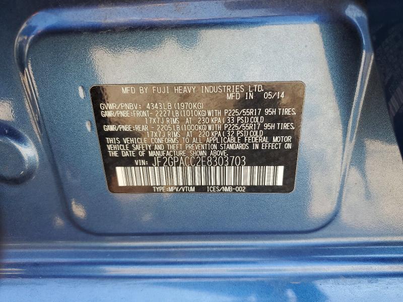 2014 Subaru Xv Crosstrek მანქანა იყიდება აუქციონზე, vin: JF2GPACC2E8303703, აუქციონის ნომერი: 62256176