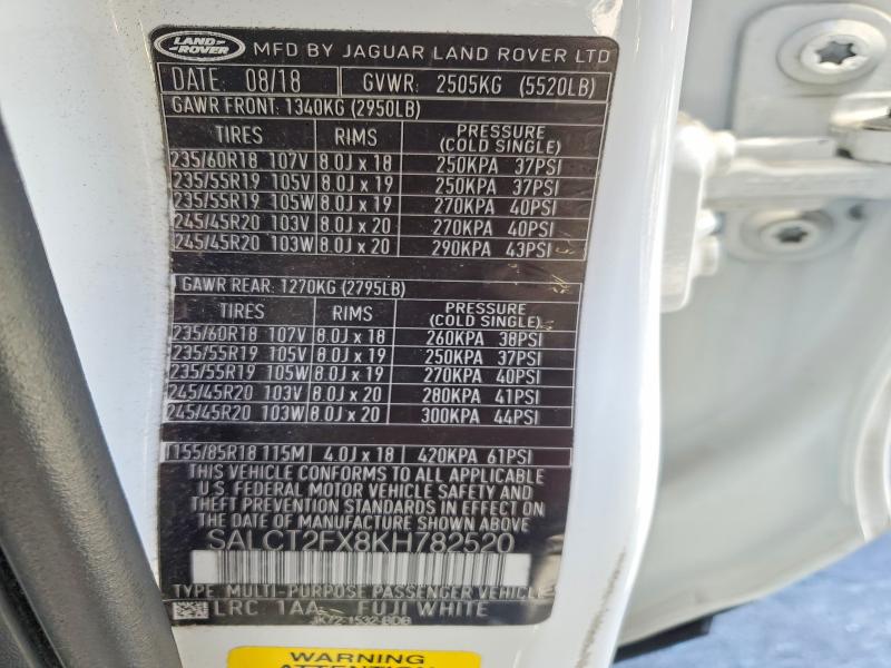 Aukcja sprzedaży 2019 Land Rover Discovery Sport, vin: SALCT2FX8KH782520, numer aukcji: 60514976