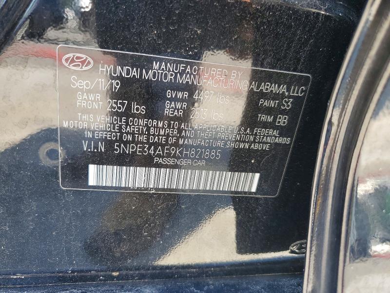 2019 Hyundai Sonata მანქანა იყიდება აუქციონზე, vin: 5NPE34AF9KH821885, აუქციონის ნომერი: 61470946