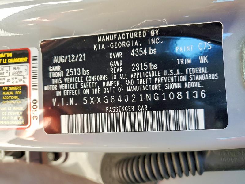 Продажа на аукционе авто 2022 Kia K5, vin: 5XXG64J21NG108136, номер лота: 62266416