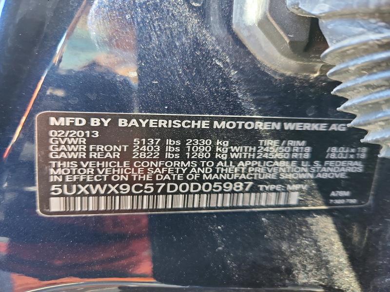 59870096 :رقم المزاد ، 5UXWX9C57D0D05987 vin ، 2013 Bmw X3 مزاد بيع