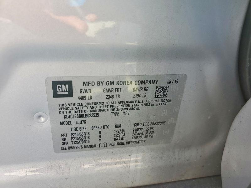 Aukcja sprzedaży 2020 Buick Encore, vin: KL4CJESB8LB023535, numer aukcji: 58366876