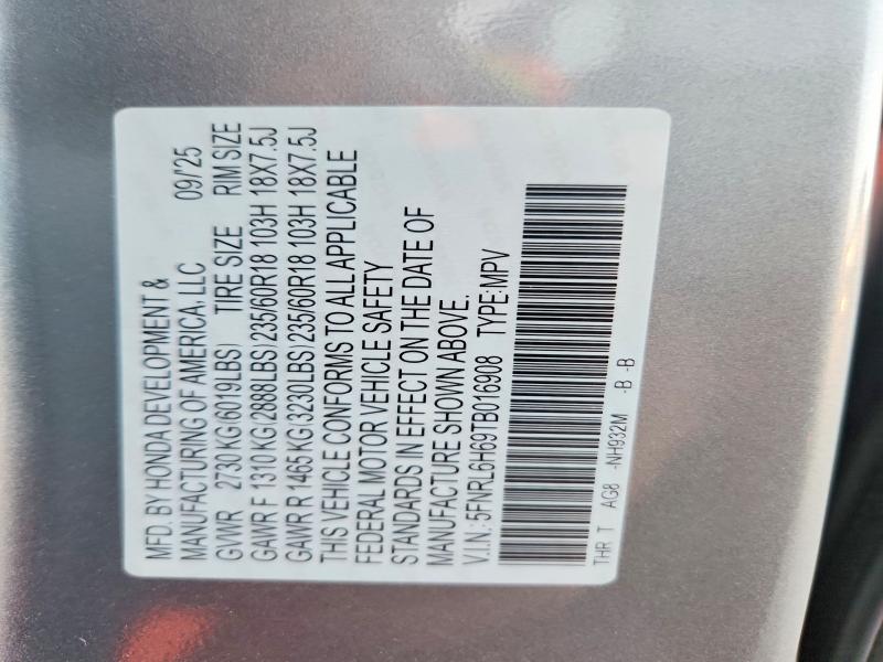 Продажа на аукционе авто 2026 Honda Odyssey, vin: 5FNRL6H69TB016908, номер лота: 61811416