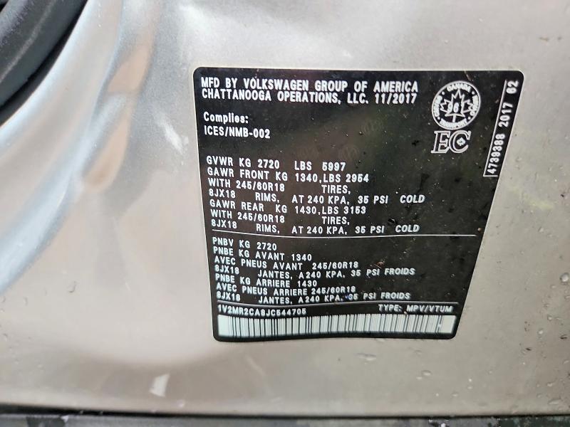 Aukcja sprzedaży 2018 Volkswagen Atlas, vin: 1V2MR2CA8JC544705, numer aukcji: 61885316